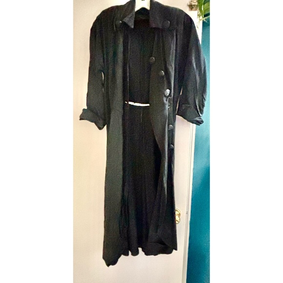 Vintage 1950's housewife dress fit & flare black button down front Small - Picture 13 of 13